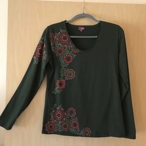 Coline long-sleeved print top